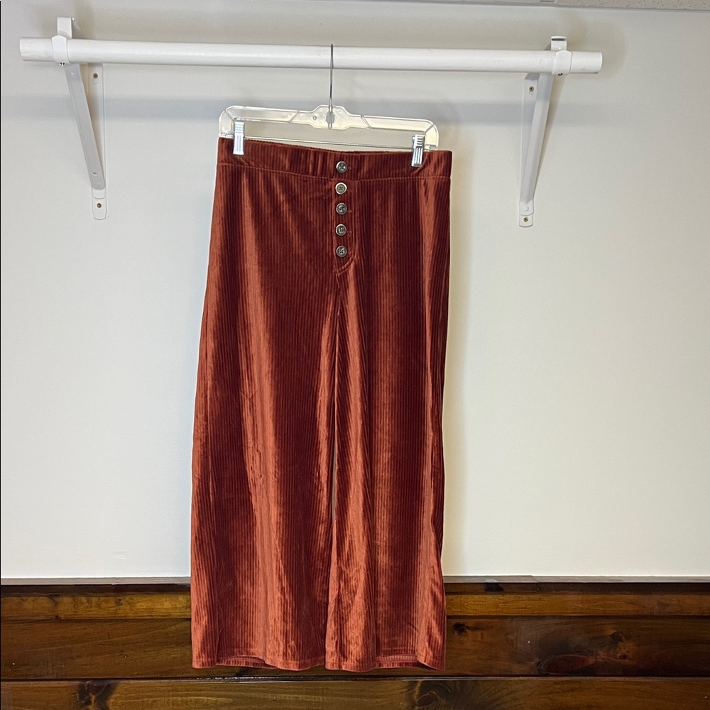 Rewash Rust Velour Wide Leg Pull On Pants- M